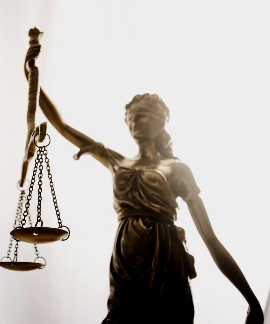 Scales of justice on an attorney's desk